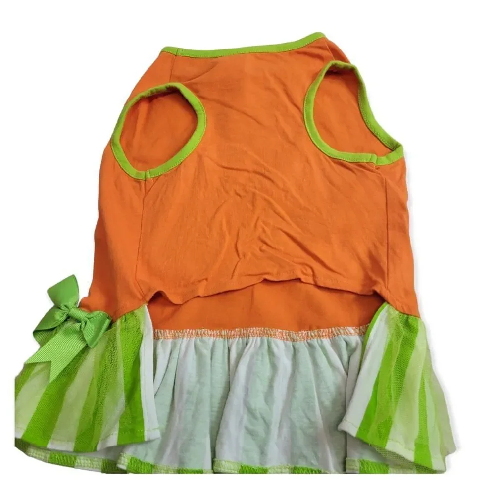 Martha Stewart pets pumpkin jack-o-lantern costume with tutu shirt L